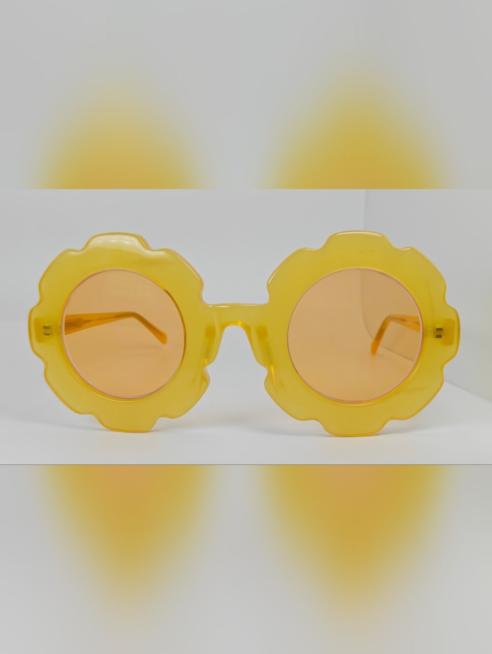 Curious. Yellow Flower-Shaped Sunglasses Round- Women Accessories